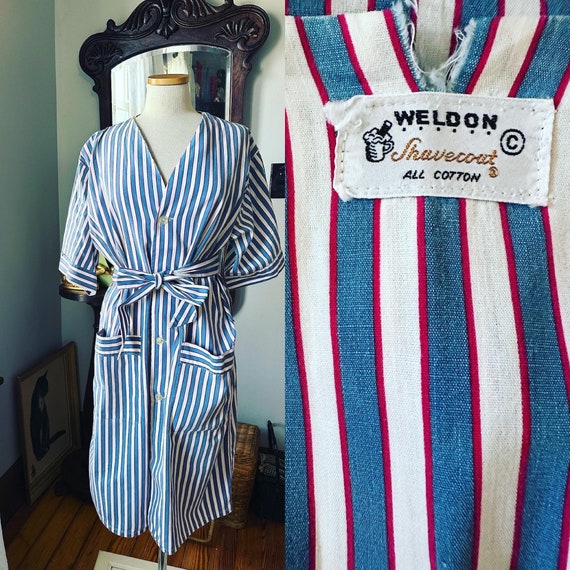 Vintage Weldon Shavecoat, 1950s Shavecoat, 60s Striped Robe