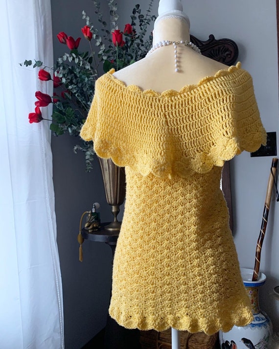 Vintage Yellow Crochet Blouse, Vintage Handmade C… - image 9