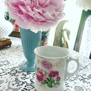 Antiker Rasierbecher, viktorianischer Rasierbecher, Herrenpflege-Accessoire, bayerischer Rosen-Stil-Tasse, Vintage-Rasierbecher, antike Geschenke für Ihn