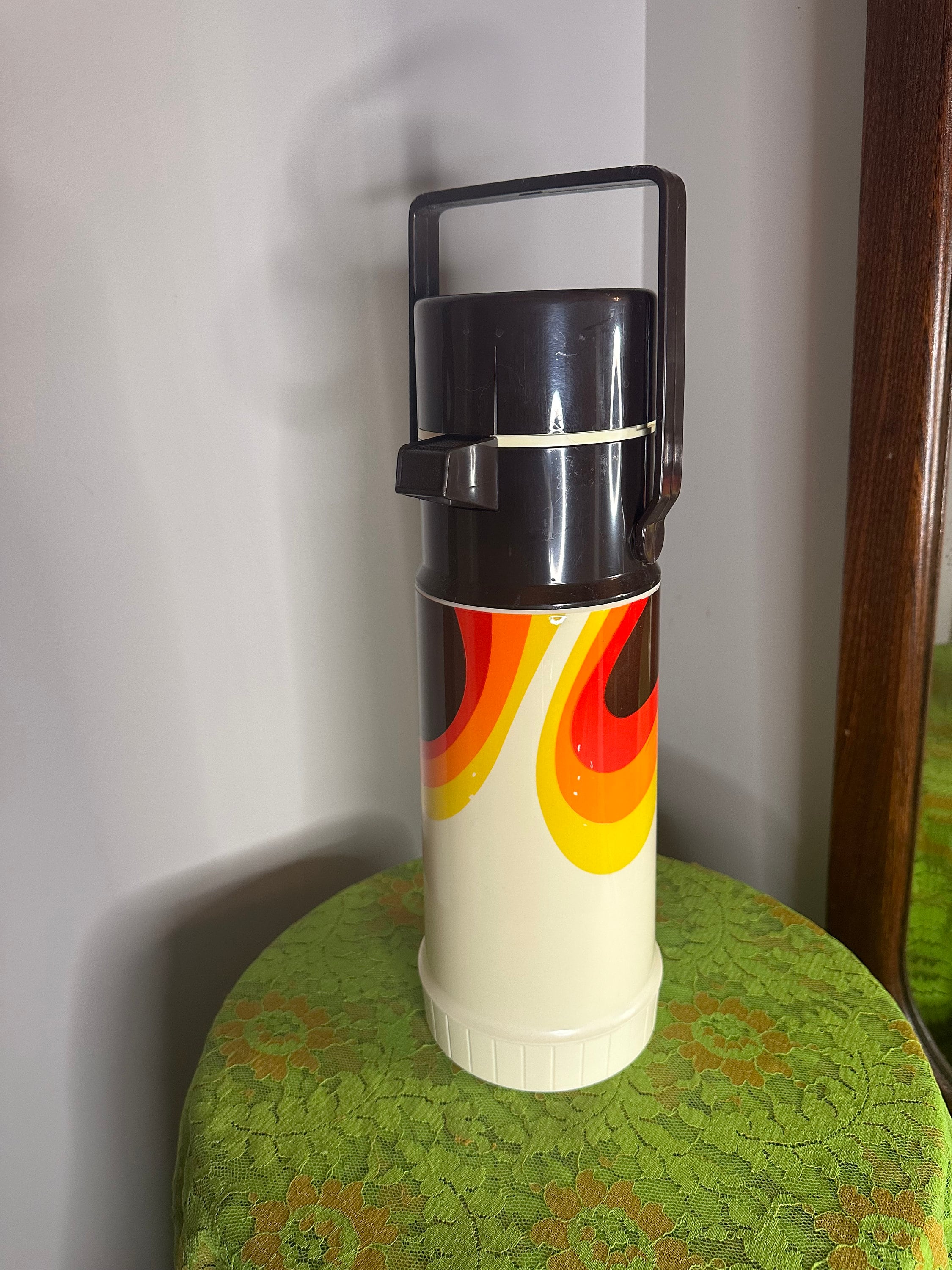 Vintage Rainbow Pump Thermos Large Hot and Cold Beverage Server 