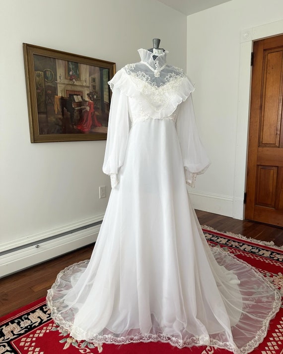 1970s Boho Wedding Dress, Cottagecore Wedding Dress, … - Gem