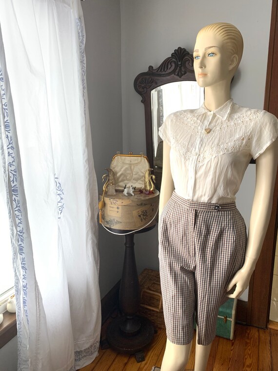 Vintage Plaid Shorts, 1940s Plaid Shorts, 1950s Pl
