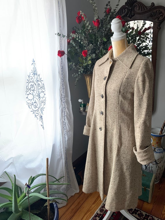 Vintage Wheat Tweed Coat, Vintage Cream Flecked C… - image 4