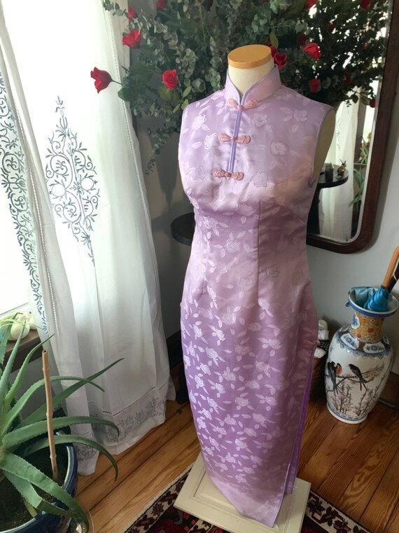 60s Asian Dress, Purple Qipao Dress, Cheongsam Dr… - image 8