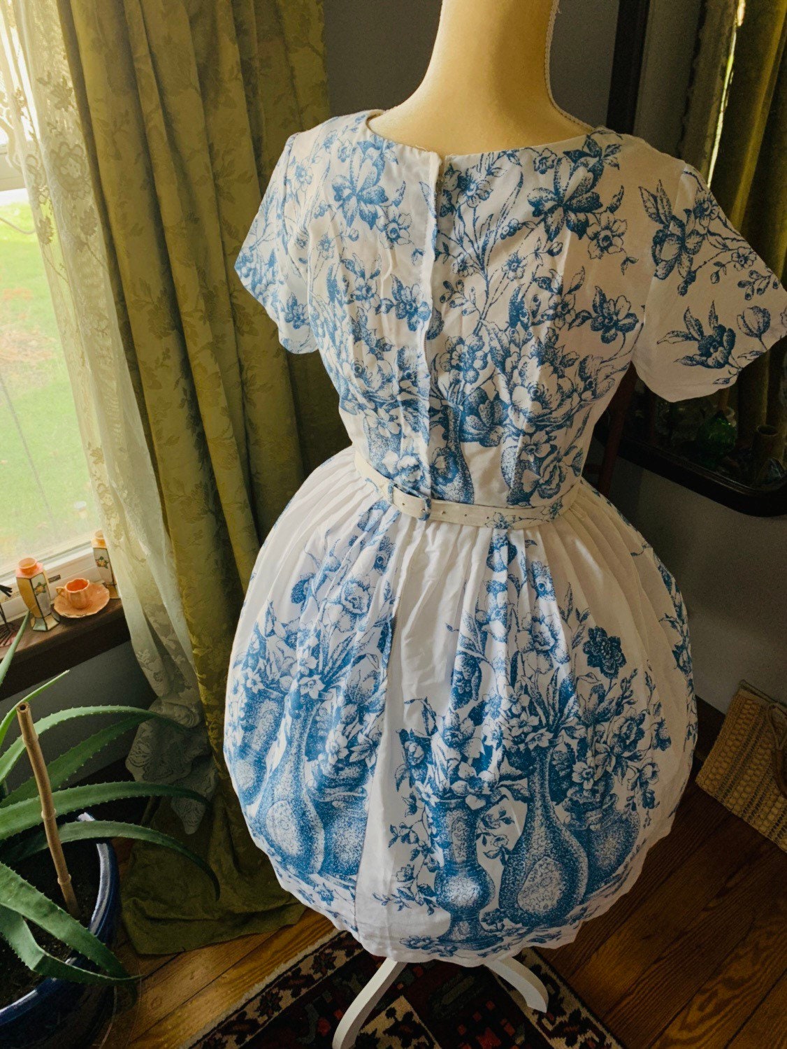 50s Toile Dress 50s Blue Toile Dress 50s Spring Dress Etsy