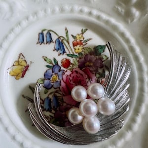 Broche de perla Mikimoto vintage, broche de perla Mikimoto plateado, broche de perla genuina, broche de perla Mikimoto auténtico, regalos para ella, regalo para mamá