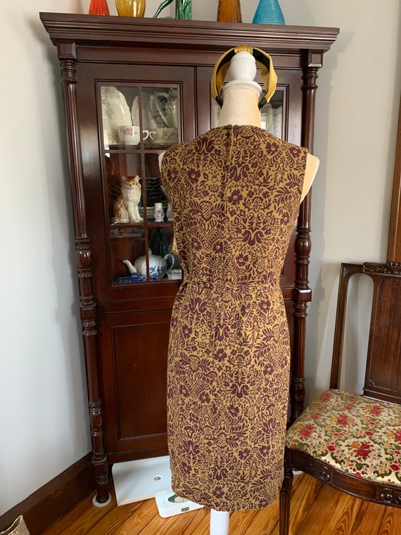 50s Linen Dress, Mustard and Wine Linen Dress, 60… - image 5