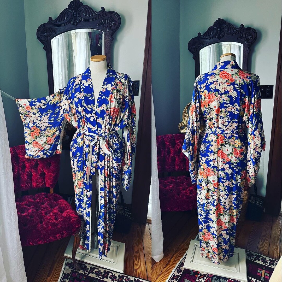中古着物 和服袷色 付け下げ訪問着 オレンジ 花柄 リサイクル