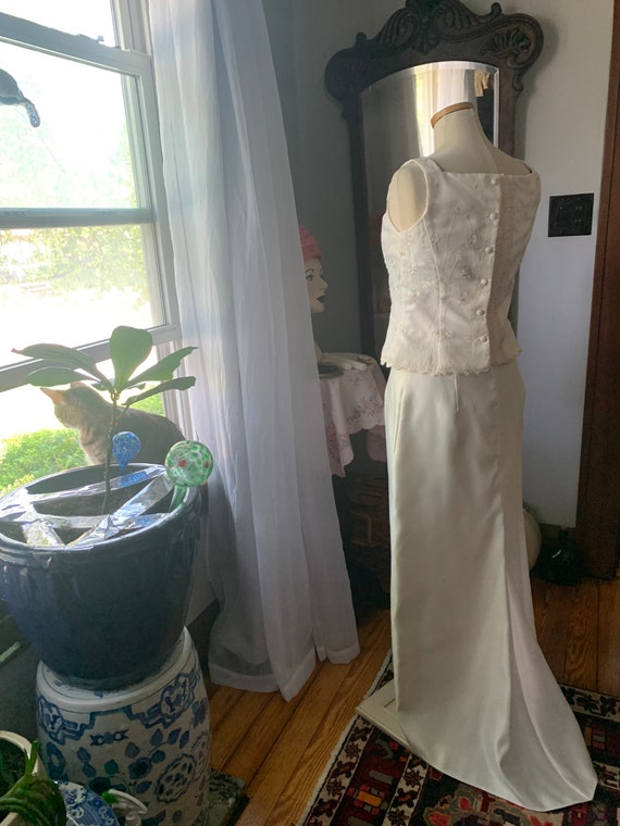 Vintage 90s Wedding Dress, 90s Satin Wedding Gown, Sl… - Gem