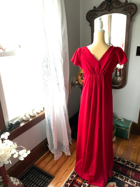 70s Red Maxi Dress, Autumnal Red Formal Dress, Vi… - image 5