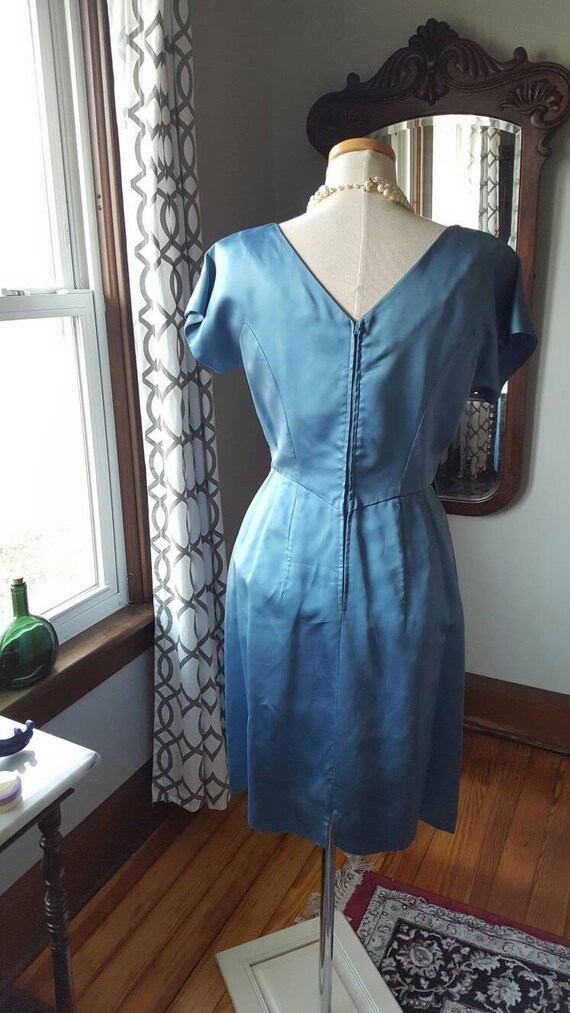50s Periwinkle Blue Dress, 3D Flowers Dress, Vint… - image 3