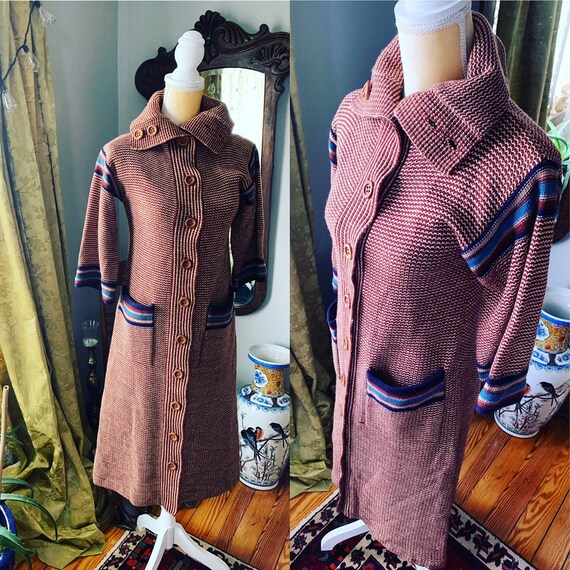 70s Sweater Dress, Vintage Sweater Dress, Retro Sw