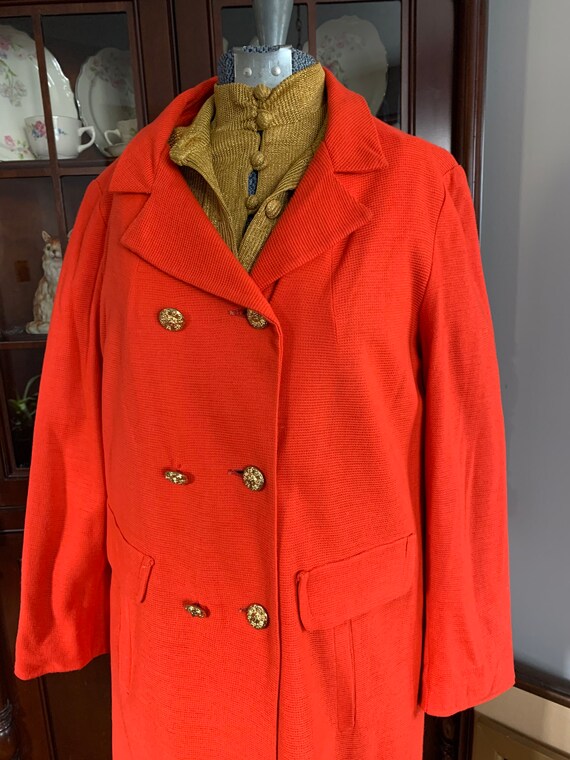 60s Coral Knit Jacket, Vintage Orange Red Jacket,… - image 9