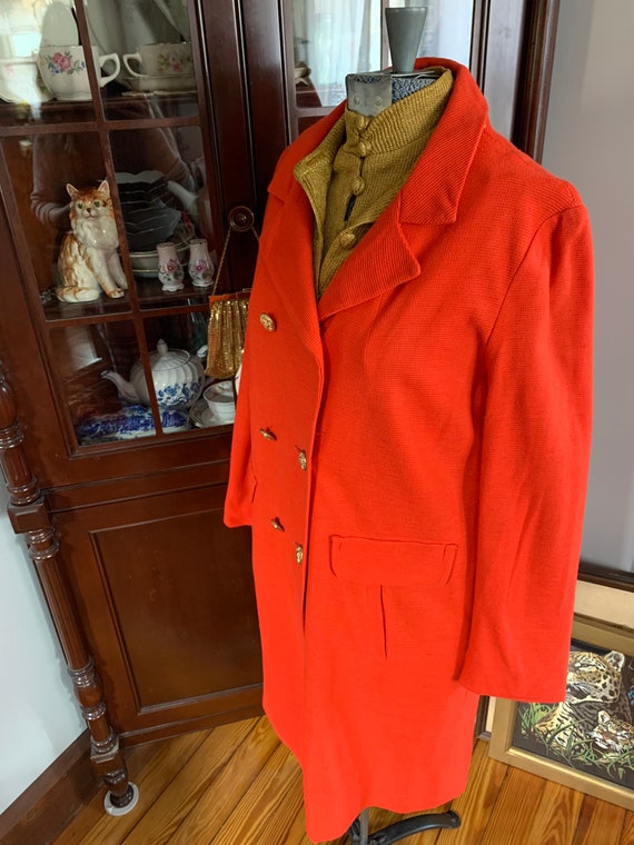 60s Coral Knit Jacket, Vintage Orange Red Jacket,… - image 6