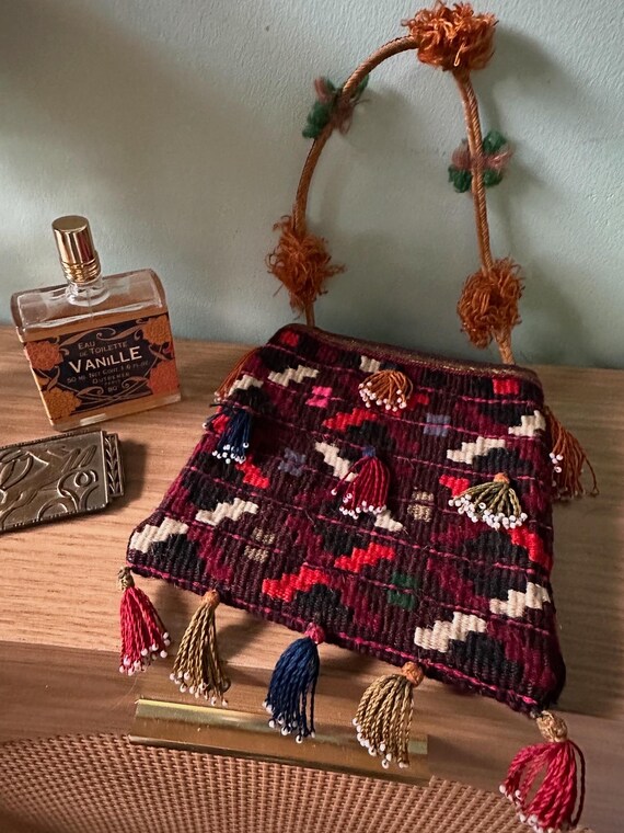 Antique Kilim Purse, Vintage Kilim Handbag, Wool … - image 4