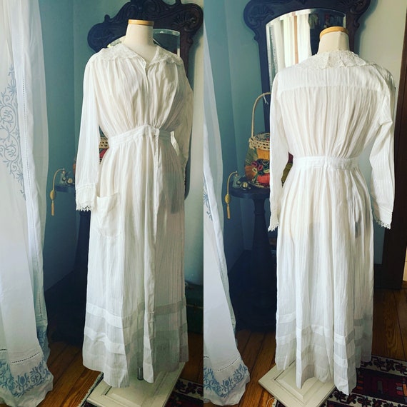 Edwardian White Lawn Dress, Vintage White Cotton D