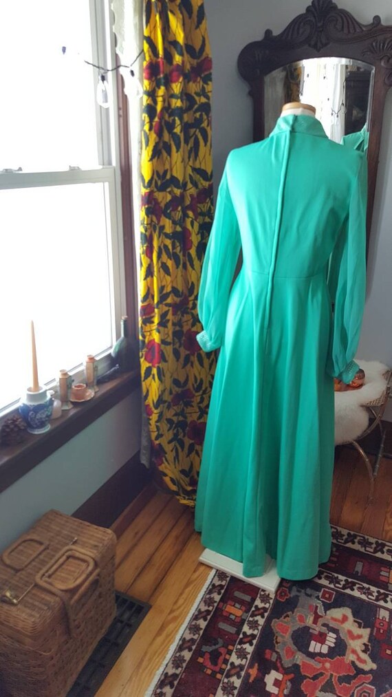 60s Green Dress,70s Vintage Green Dress, Key Hole… - image 5