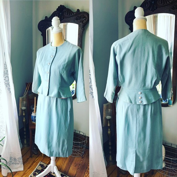 40s Suit, 40s Robin Egg Blue Suit, Vintage Suit, W