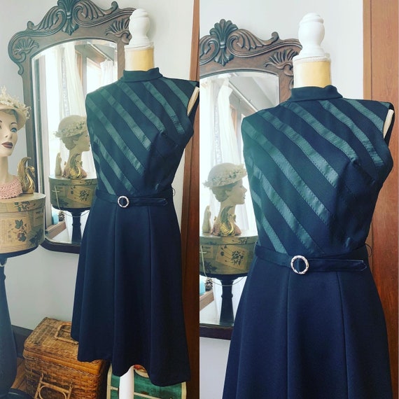 Vintage Black Bleeker Street Dress, Size Small To 