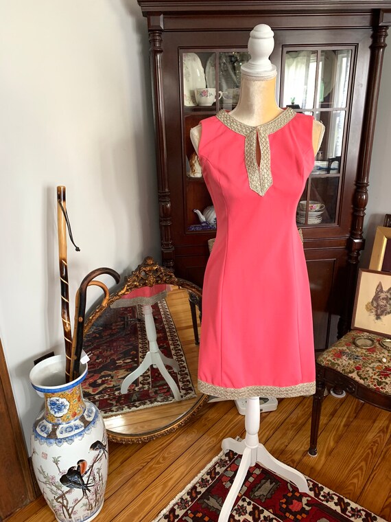 60s Hot Pink Dress, Boho 60s Dress, Size Small Dr… - image 3