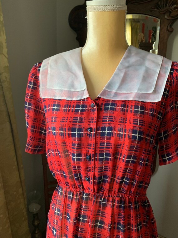 Vintage Plaid Dress, 70s Does 40s Dress, 40s Styl… - image 7