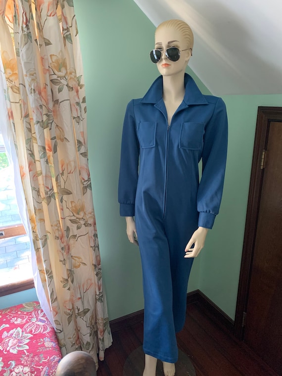 70s Blue Jumpsuit, 70s Size Medium Jumpsuit, 70s … - image 9