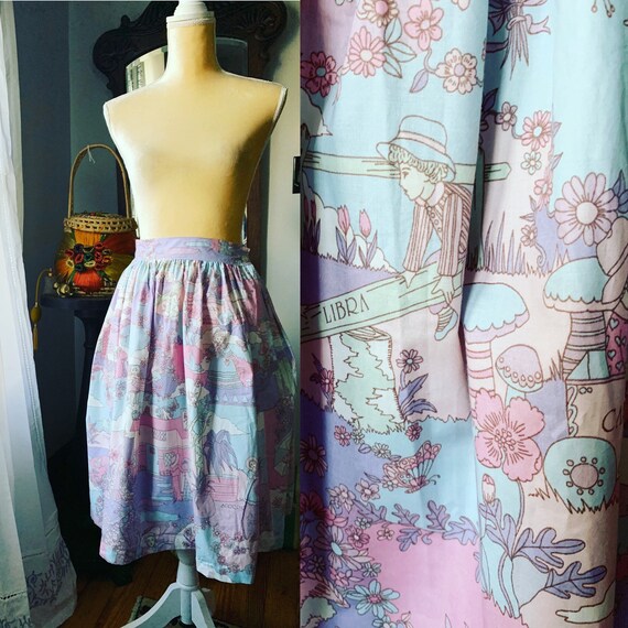 Vintage Novelty Psychedelic Skirt, Vintage Zodiac