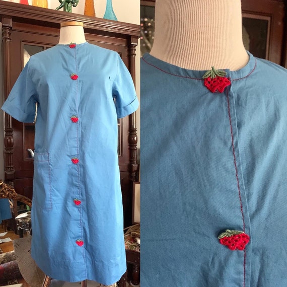 50s Strawberry Day Dress, Strawberry Dress, Vintag