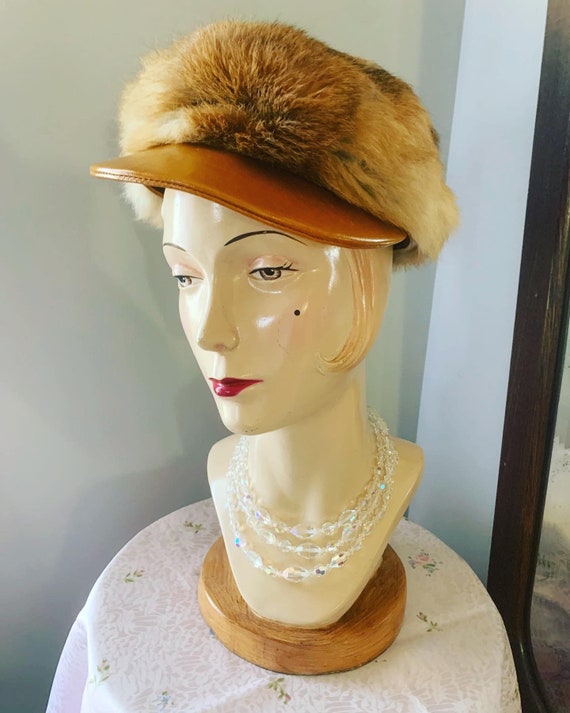 1970s Fox Fur Hat, 60s Fox Fur Hat, Fur News Boy … - image 6