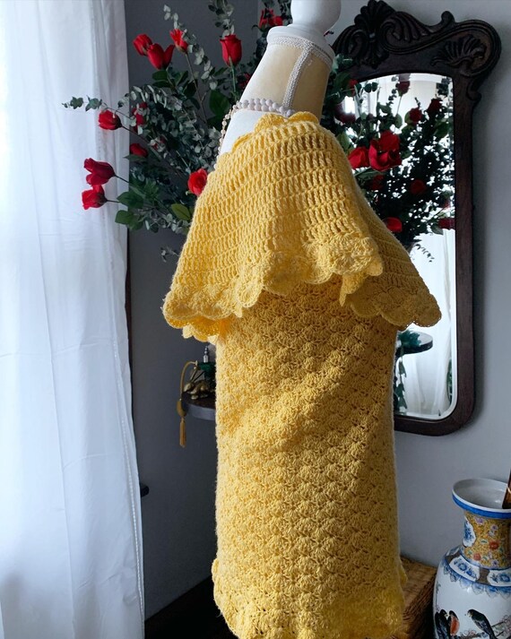 Vintage Yellow Crochet Blouse, Vintage Handmade C… - image 7