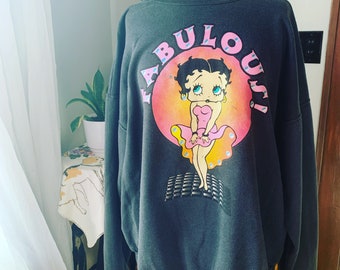 90s Betty Boop Graphic Sweater, Fabulous Betty Boop Sweater, 1990s Graphic Betty Boop Sweatshirt, Size Large Betty Boop Sweater, Hanes