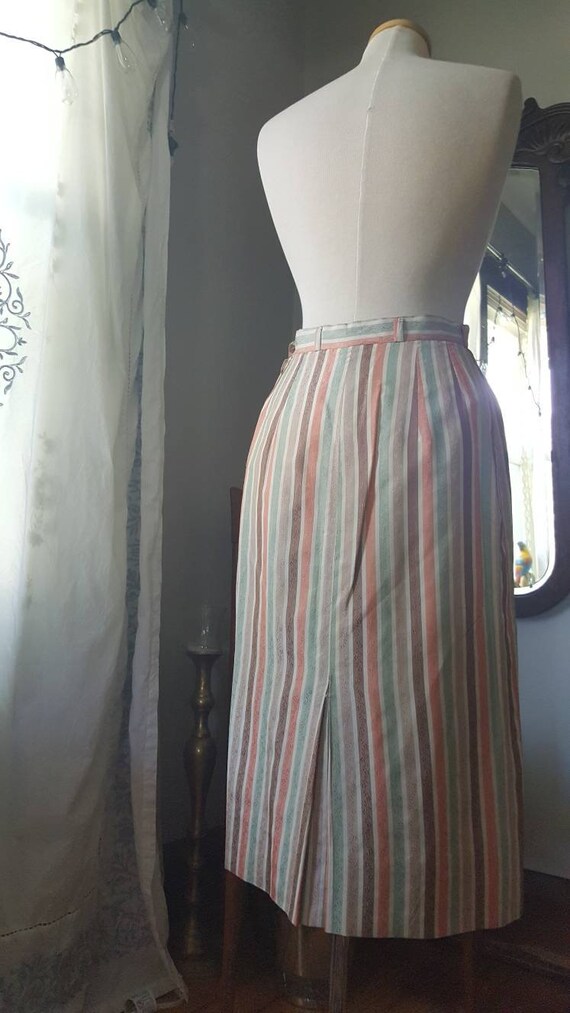 Vintage Striped 70s Does 40s Skirt, Vintage 1940s… - image 3