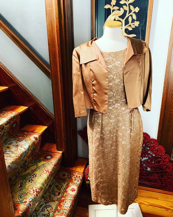 50s Lace Dress, 50s Size Large Dress, 1950s Volup