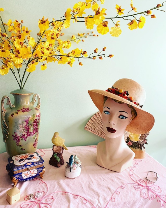 50s Straw Hat, 40s Straw Hat, Vegetable Straw Hat… - image 6