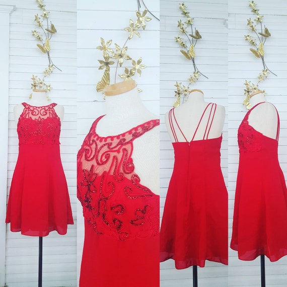 90s Red Dress, Sexy Red Dress, 90s Party Dress, Si