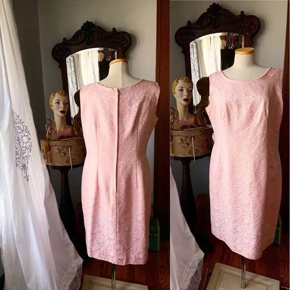 Vintage Size Large Pink 60s Dress, 1960s Pink Bro… - image 1