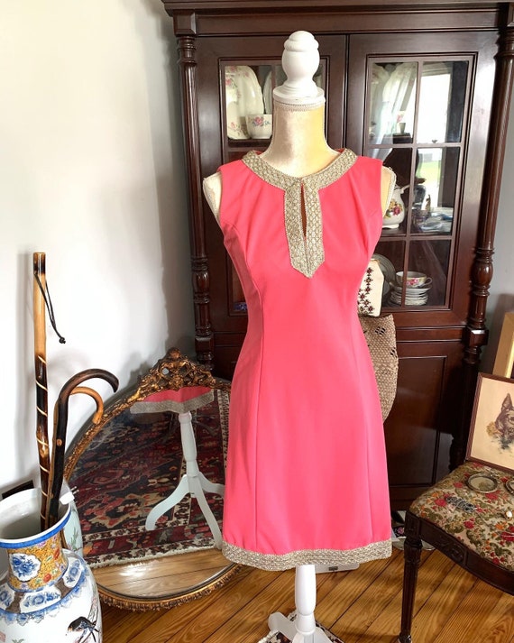 60s Hot Pink Dress, Boho 60s Dress, Size Small Dr… - image 7