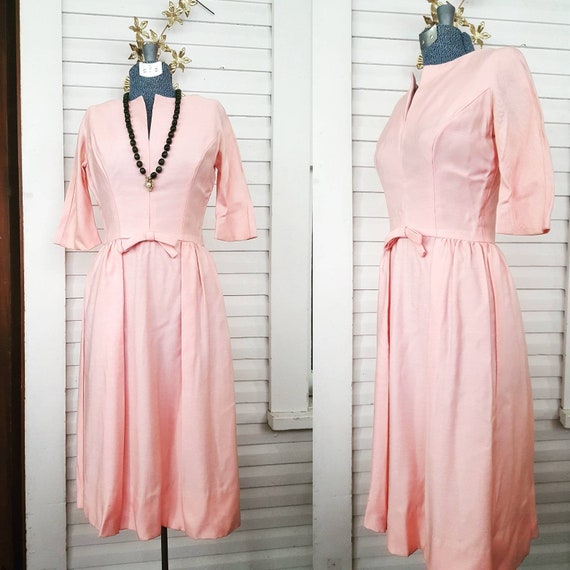 50s Pink Dress, Size Small, Vintage Pink Dress, Bl