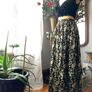 Vintage Metallic Skirt, Vintage Long High Waist Skirt, Long Formal Skirt, Gold Skirt, Shimmer Skirt, Size Small Skirt, Silver Metallic image 2