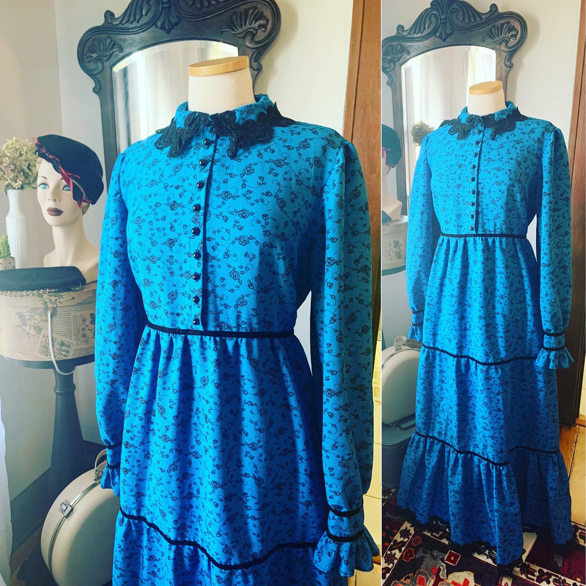 Vintage Blue Gunne Sax Style Dress 