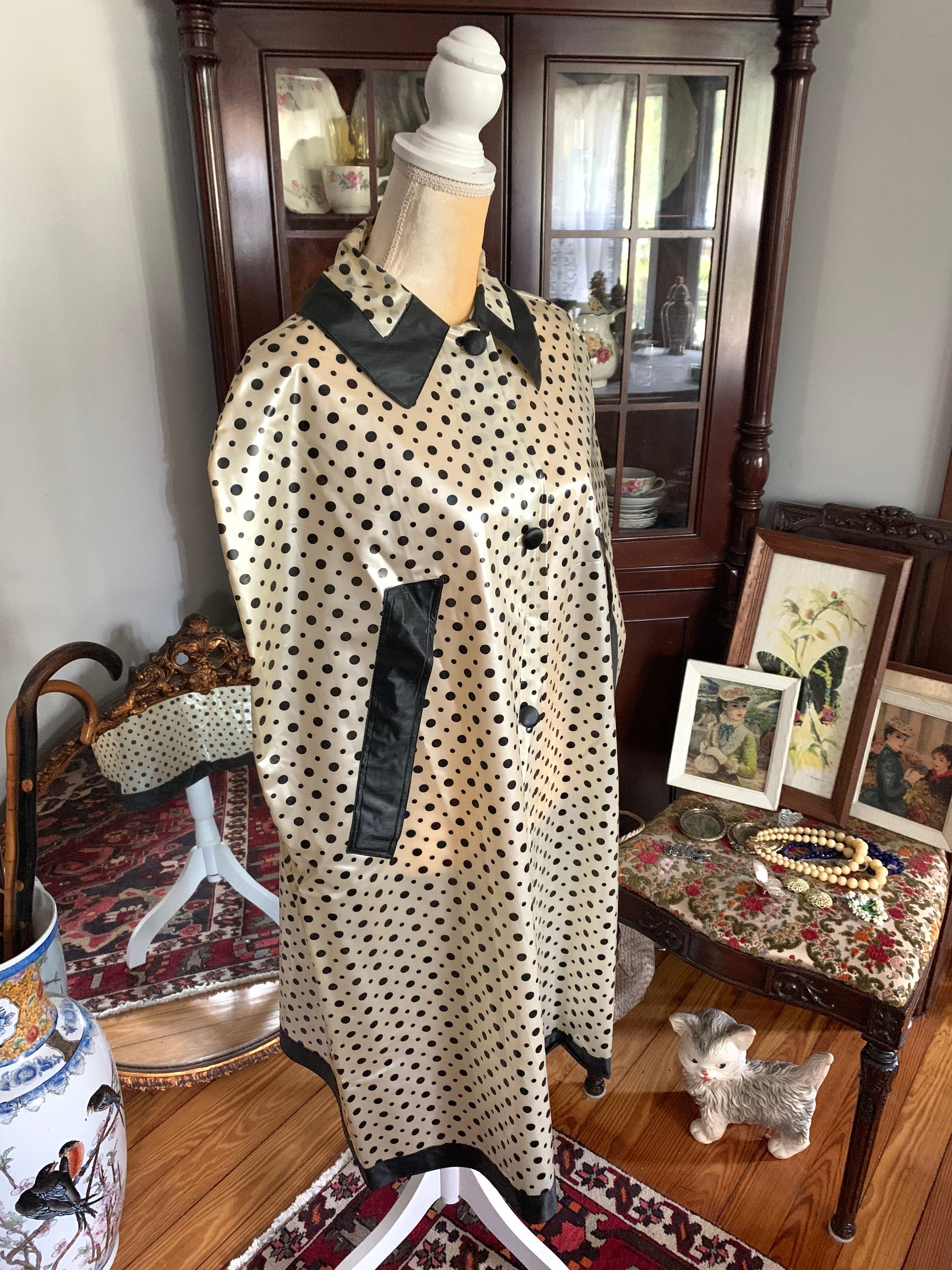 50s Plastic Raincoat 50s Vinyl Rain Jacket 60s Clear Polka Etsy