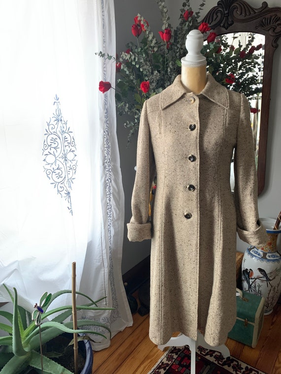 Vintage Wheat Tweed Coat, Vintage Cream Flecked C… - image 6