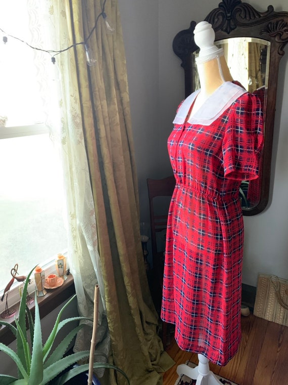 Vintage Plaid Dress, 70s Does 40s Dress, 40s Styl… - image 8