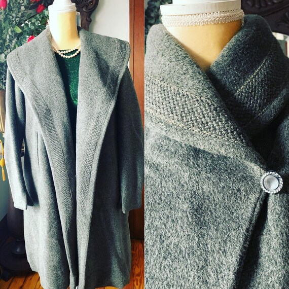 40s Grey Coat, 40s Grey Wool Coat, 40s Grey Cocoon