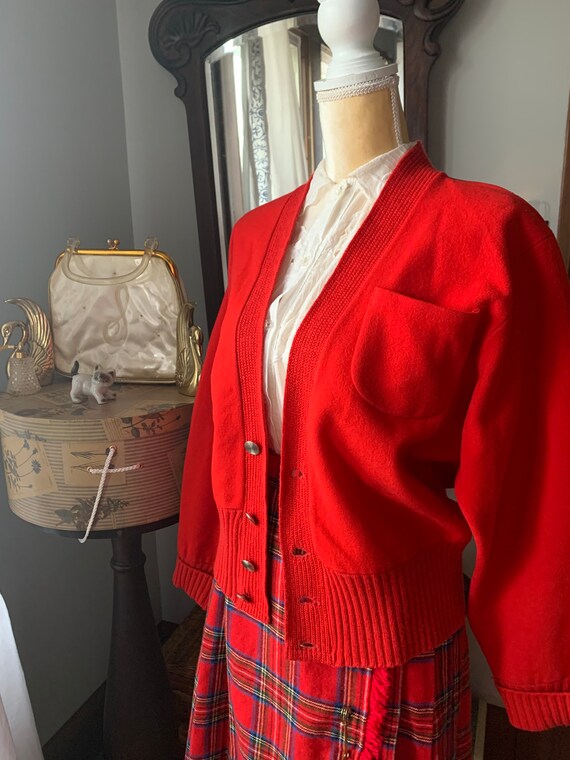 50s Red Rugby Cardigan, Vintage Red Men’s Cardiga… - image 2