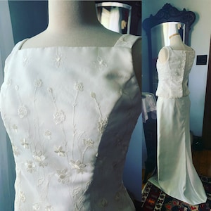 Vintage 90s Wedding Dress, 90s Satin Wedding Gown, Sleek Wedding Dress, Size 8 Wedding Dress, Jessica McClintock Wedding Dress, Ivory Dress