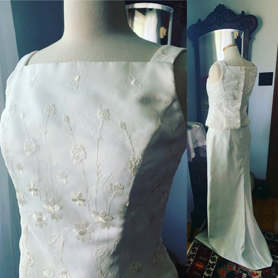 Vintage 90s Wedding Dress, 90s Satin Wedding Gown… - image 1
