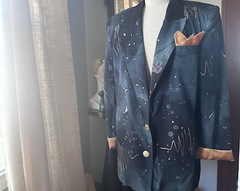 1990s Cache Silk Jacket, Criscione Suit Jacket, Vintage Silk Blazer, Vintage Designer Jacket, Silk Blazer, 90s Power Jacket, Old Money Style
