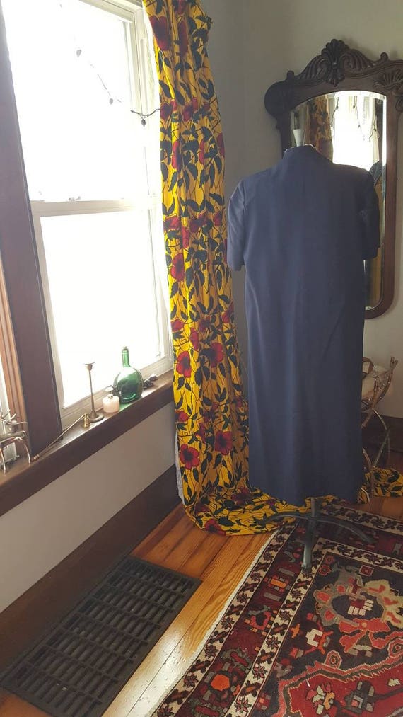 40s Vintage Yellow Navy Blue Dress Set, 50s Linen… - image 6