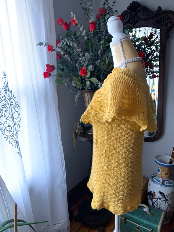 Vintage Yellow Crochet Blouse, Vintage Handmade C… - image 8